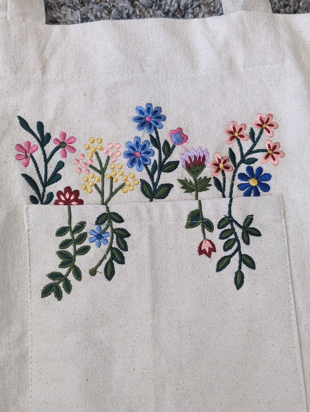 Floral Embroidered Canvas Bag - Picture 2 of 5